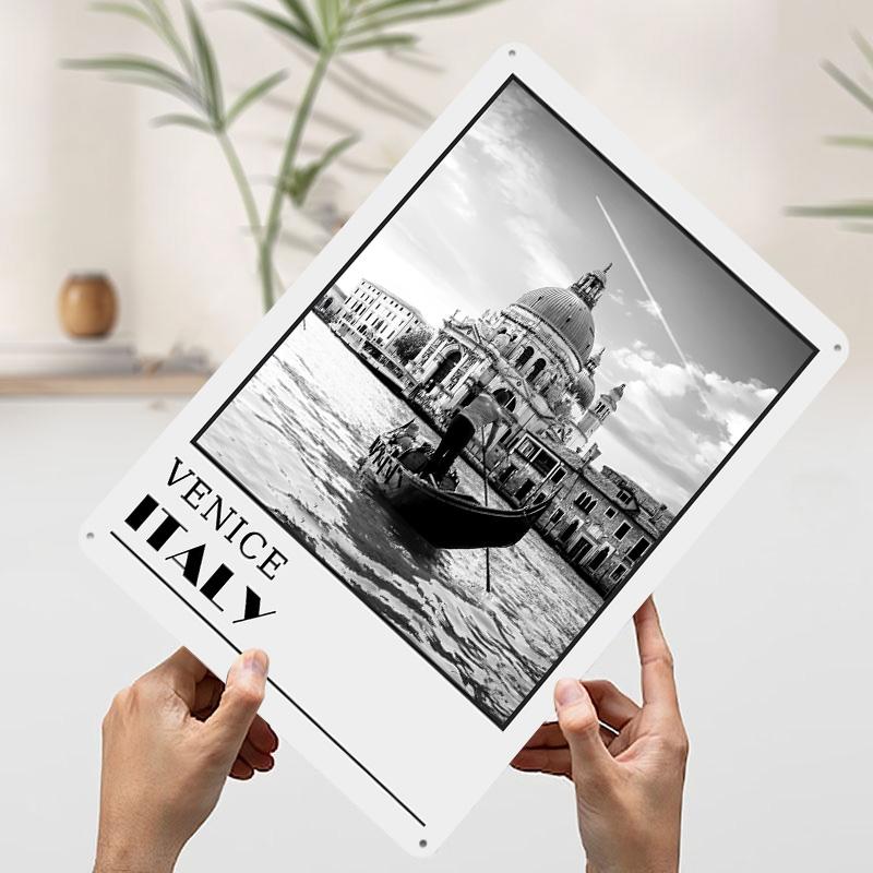 Venice Gondola Basilica Photo Travel Tinplate Poster Custom Wall Art Vintage Metal Signs Retro Tin Plaque for Home Decorations