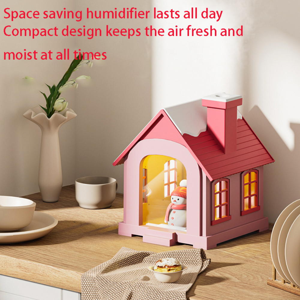 Snowhouse Style Warm Light Humidifier USB Charging Desktop Mini Decoration Colorful Snowman Atmosphere Light Ornament