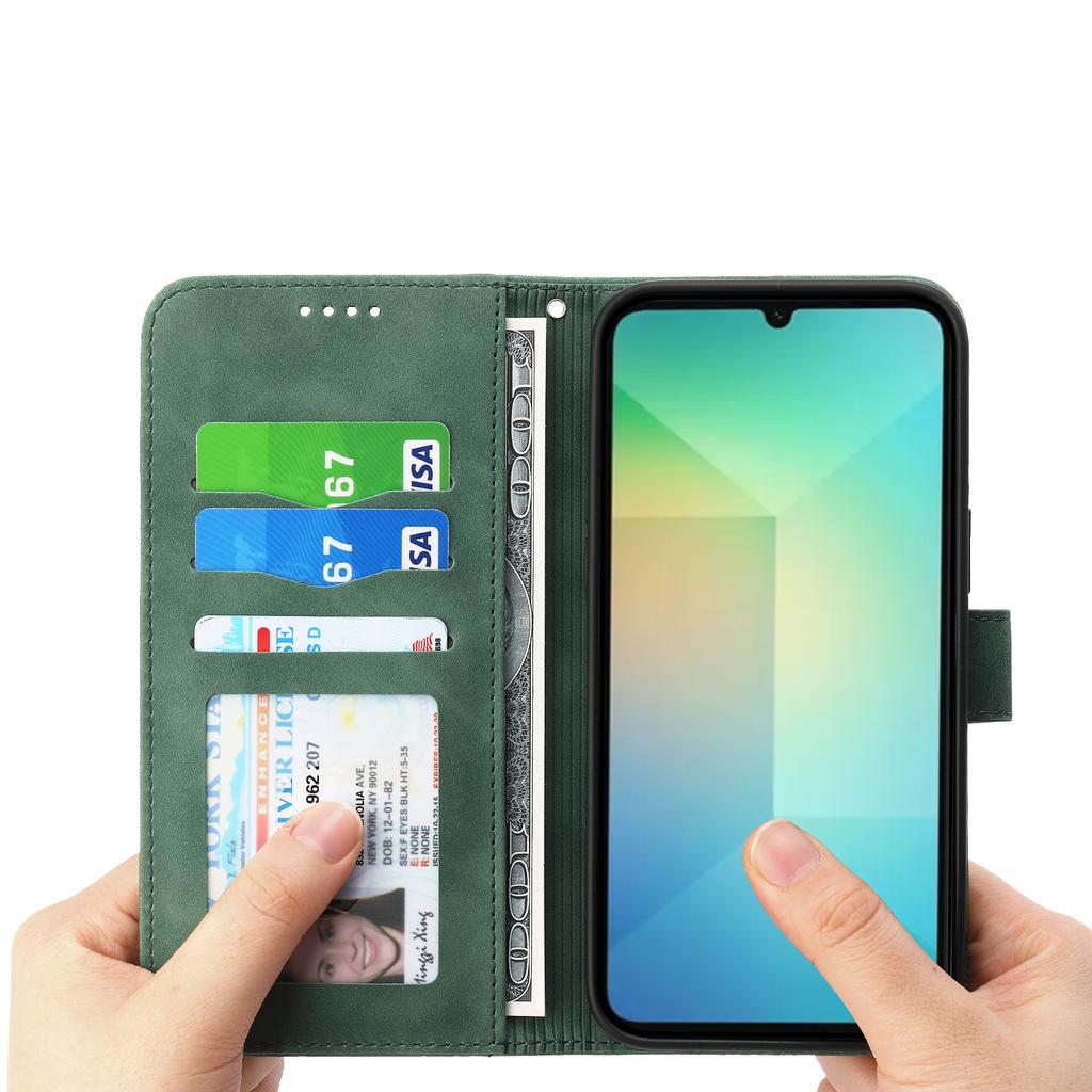 DIERFENG DF-03 Чехол-кошелек из кожи для Samsung Galaxy A07 5G/A07 4G с принтом в виде линий и ремешком на запястье