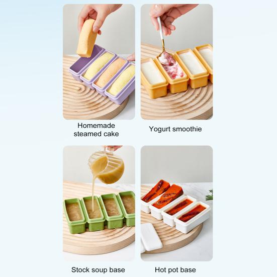 Silicone Ice Cube Tray with Lid Large Ice Mold for Slow Melting Freeze Store Soup Sauce Broth Food-Grade Silicone Freezer Container for Leftovers