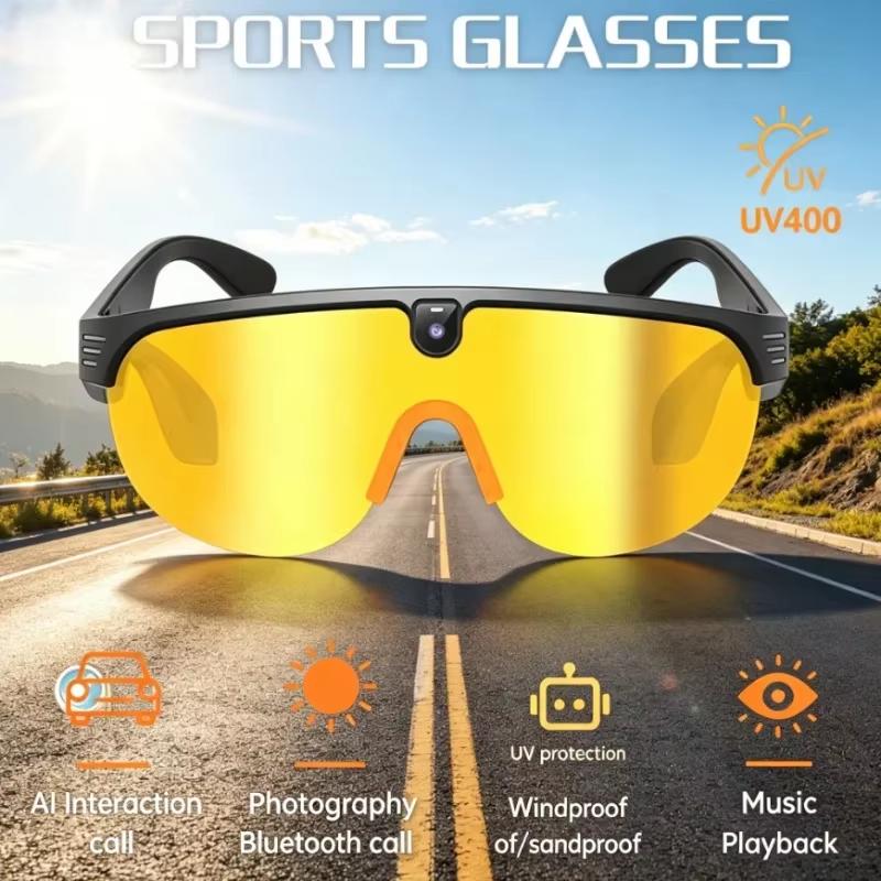 New Polarized AI Smart Cycling Glasses Men 800W Camera Video Recording Translation Sunglasses Bluetooth Call Music Sports Glasses Image Stabilization