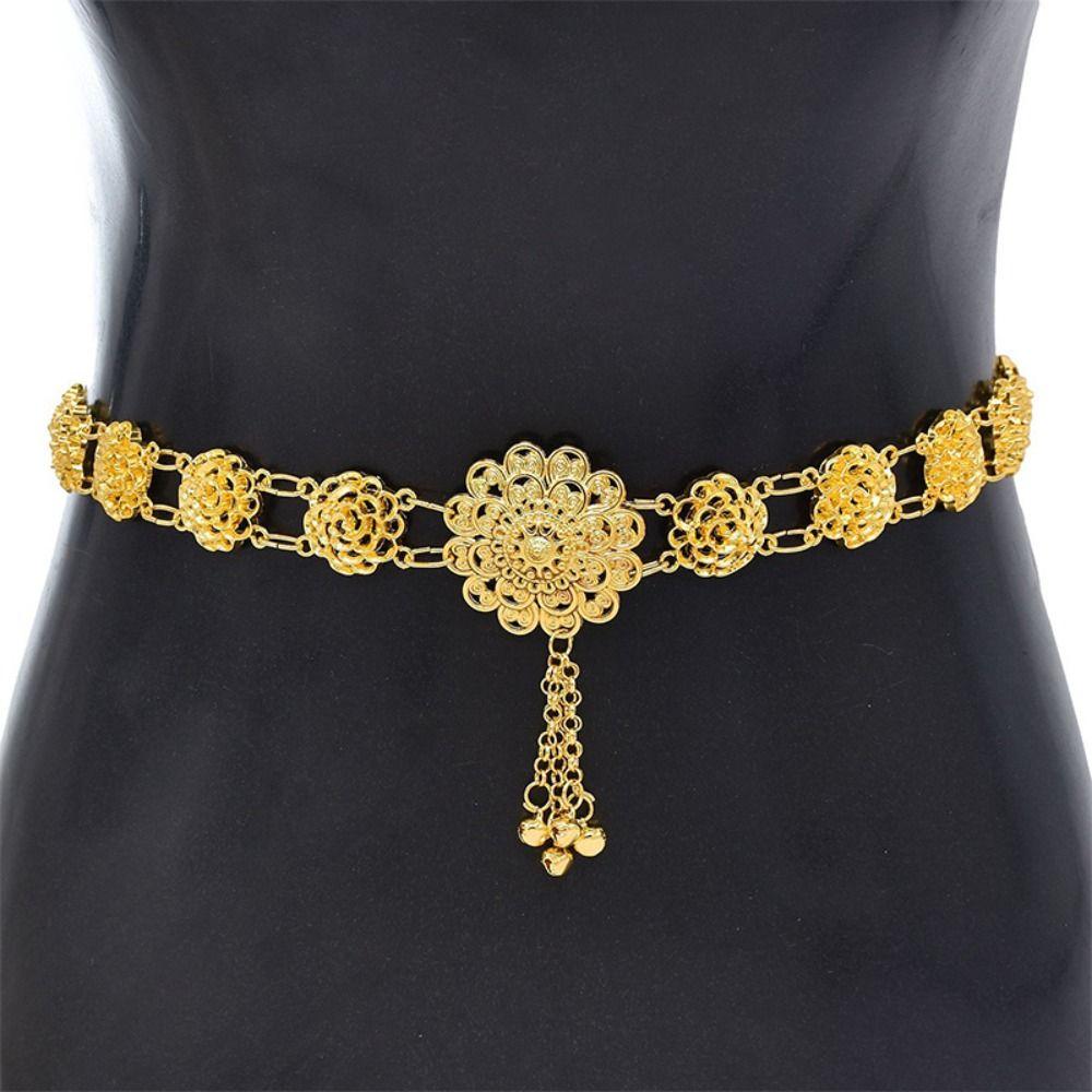 Bell Ethnic Style Belt Silver Dance Dress Belt Chains Vintage Gold Belt  Party Decoration