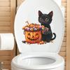 Cartoon Little Black Cat Pumpkin Candy Bathroom Toilet and Toilet Stickers for Beautification and Decoration