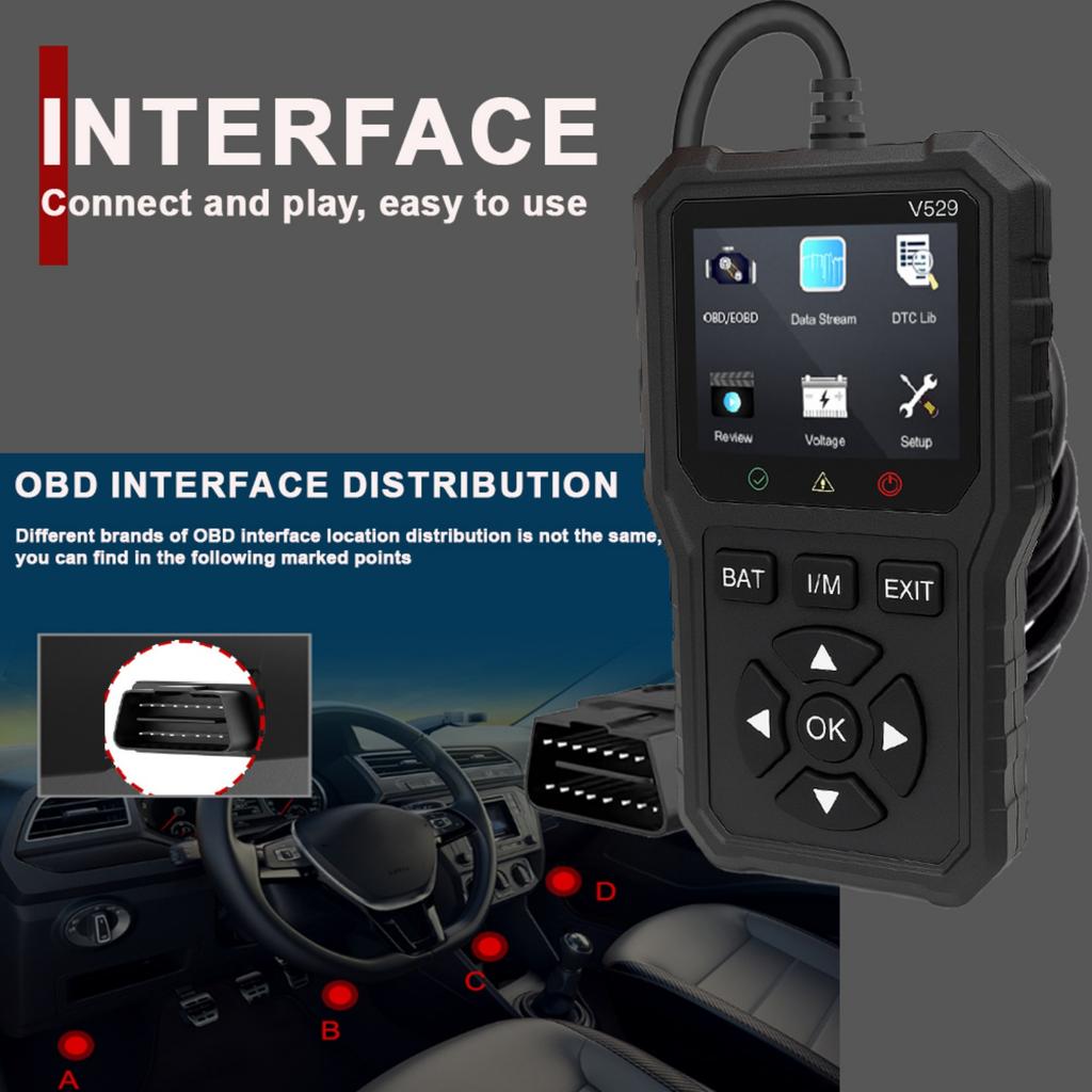 2025 Новый Автомобильный OBD2 Сканер Диагностический Инструмент Читатель Кодов Полная OBDII Диагностика FOXSUR V529 Тест Напряжения Аккумулятора Данные в Реальном Времени