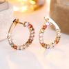 Unusual Colorful Zircon Geometric Drop Earrings for Women Girls Gold Color Party Earrings Daily Jewelry