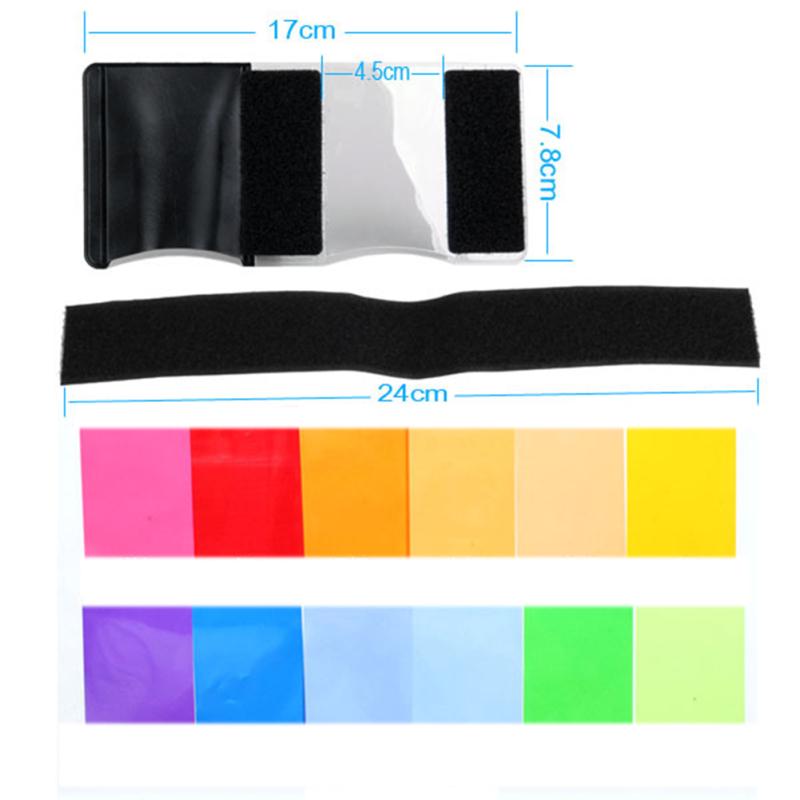 12 шт. Универсальный цветной рассеиватель для вспышки, гелевый фильтр для освещения, повышающий фильтр для накамерной вспышки