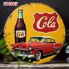 Винтажная металлическая жестяная табличка Ретро Coca Cola Настенное искусство Круглая 8-дюймовая алюминиевая декорация