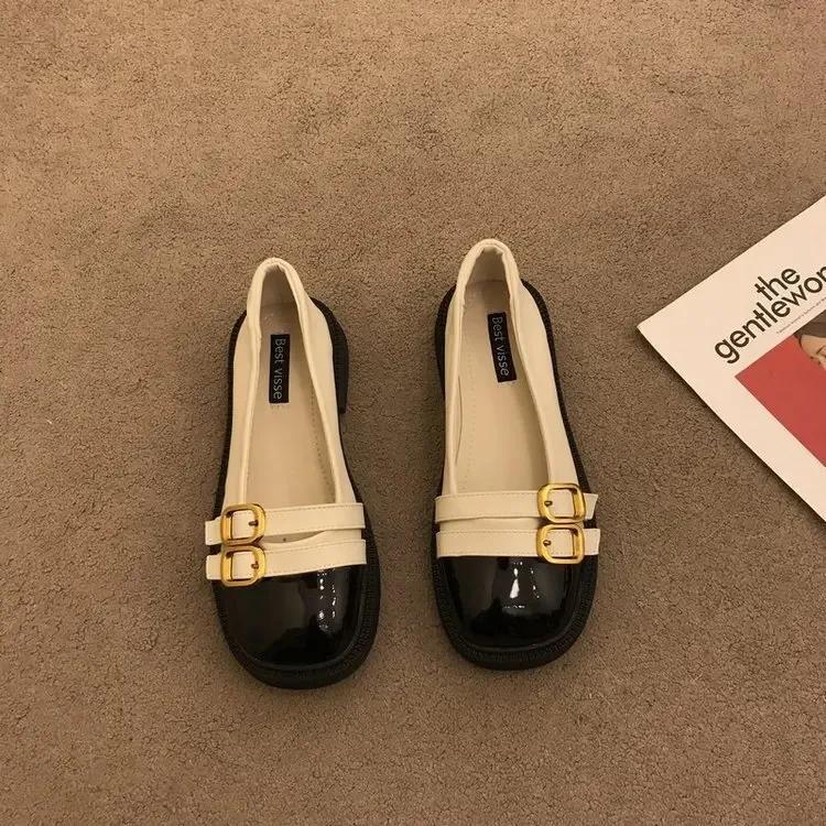High Quality Mary Jane Shoes Female New Retro British Style Flat Sole Women Shoes Fashion Belt Buckle Casual Shoes Zapatos