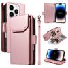 For iPhone 14 Pro Max Case with Multi-Card Holder and Strap PU Leather Phone Cover Stand