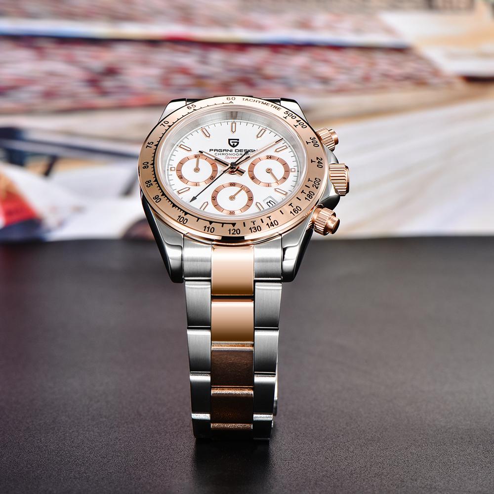 New PAGANI DESIGN Men's Watches Brand Luxury Mens Quartz Wrist Watch Men Stainless Steel Men Chronograph Relogio Masculino