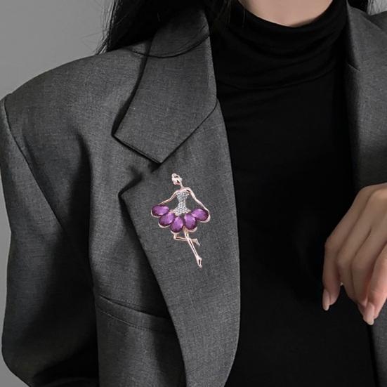 Creative Elegant Ballerina Brooch Sparkling Dress Coat Inlaid Clothes Pin Rhinestones Suit Lapel Badge Wedding