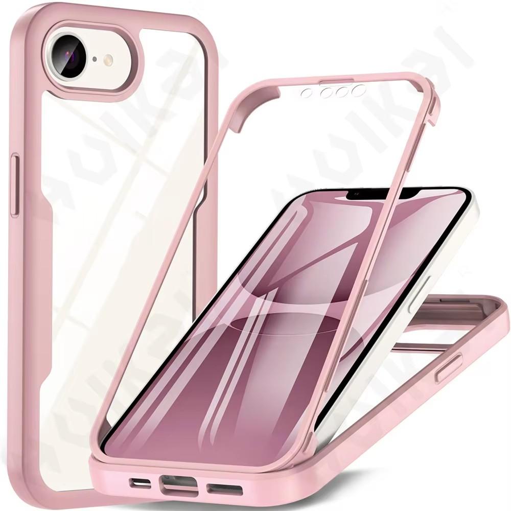 Чехол для iPhone 16E 2025 16 15 14 11 12 13 Pro Max Plus XS XR 8 Plus 360 Полная Противоударная Силиконовая Защита Экрана Чехол для Телефона