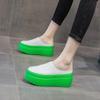 Fashion 2024 New Half Slippers Women's Spring Slippers Women's Shoes Solid Color Thick Sole Height 8cm Green Sole Personality Half Drag