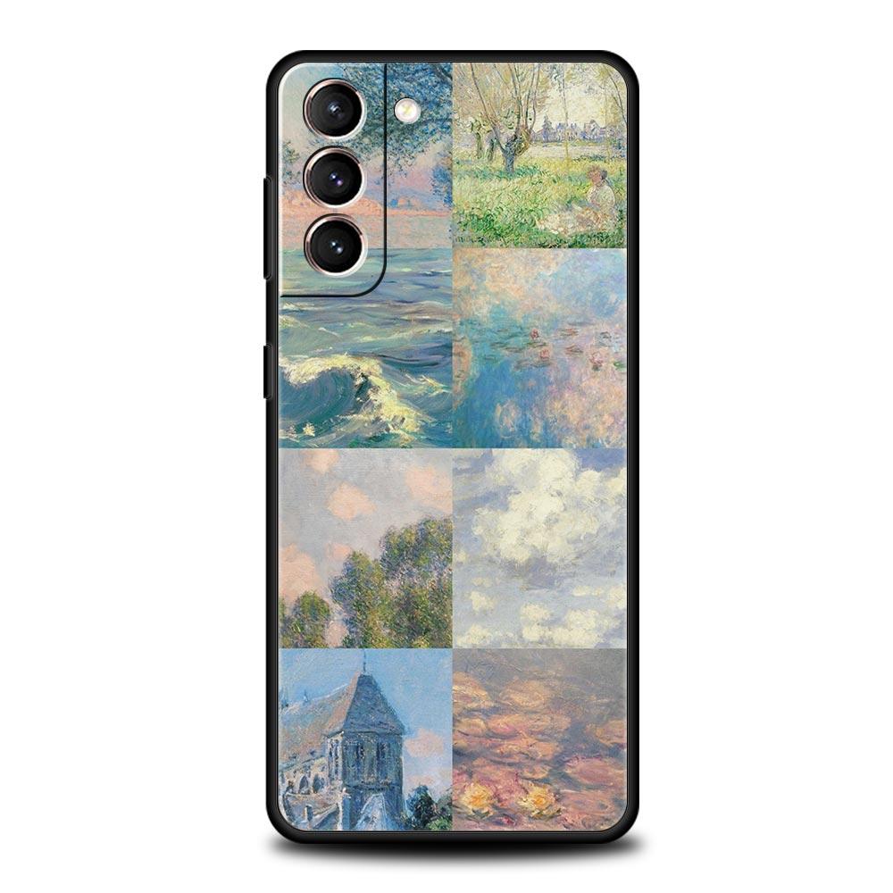 Чехол для телефона с картиной Клода Моне для Samsung Galaxy S26 Ultra S25 Plus S24 FE S23 S22 5G S21 S20 Черный Мягкий