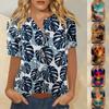 Гавайская рубашка для женщин, модная повседневная рубашка с коротким рукавом и принтом на пуговицах, блузка