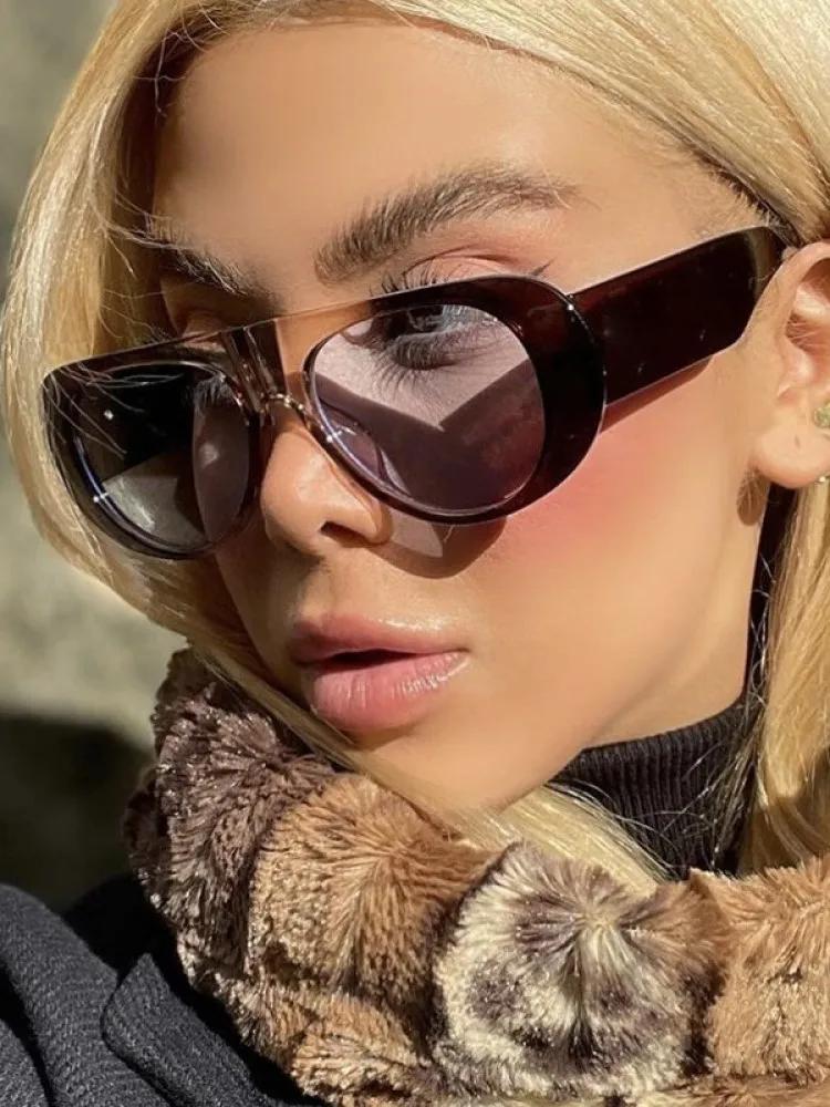 Ретро Большие Солнцезащитные Очки Для Женщин Модные Широкие Дужки Новые Солнцезащитные Очки с Большой Оправой Градиентного Цвета Персонализированные Очки Очки