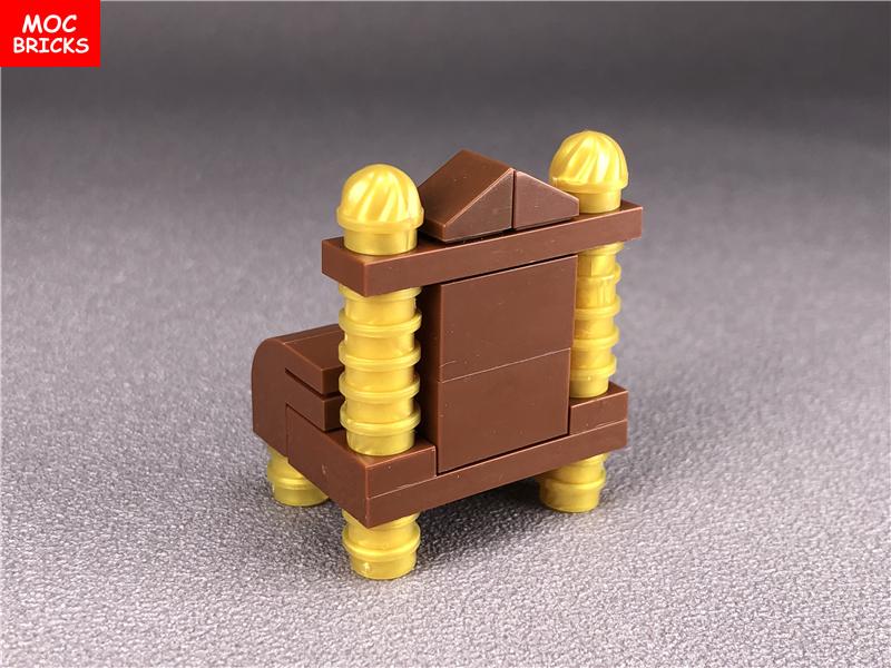 Нетоксичный набор Moc Bricks DIY Коричневый Классический Стол и Стул и Книжная полка Строительные Блоки Собранные Игрушки Для Детей Подарки на Рождество