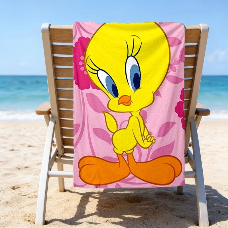 1pc Tweety1 Beach Towel, Beach and Seaside Swimming Pool Equipment, Fashion Pattern, Rectangular, Travel Essentials