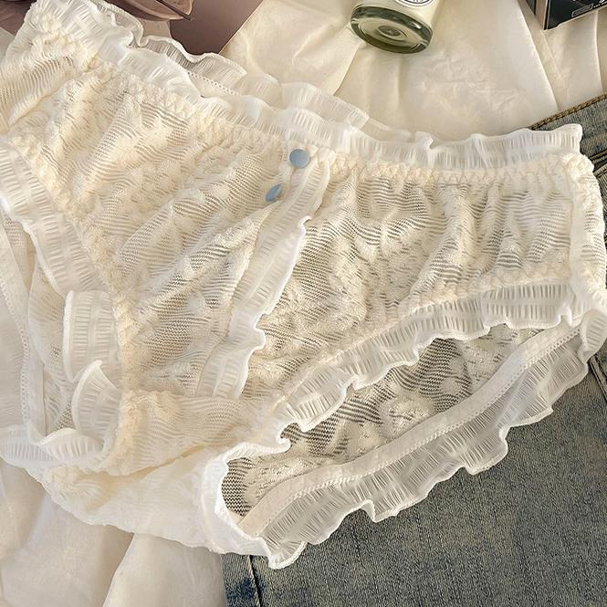 Plus Size Women's Panties Women's Briefs Mid-waist Breathable Hip Lift Sexy Pure Wind Translucent Lace Edge Underwear