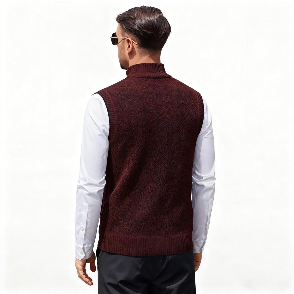 Мужской вязаный жилет с воротником-стойкой, Осень/Зима 2025