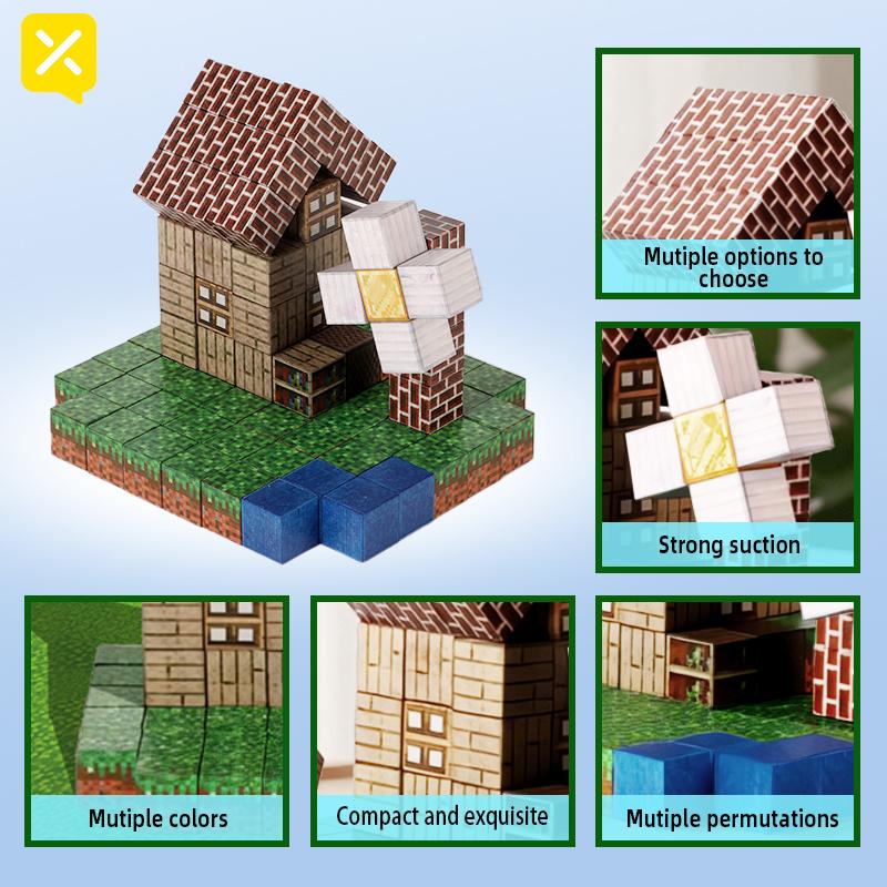 TOYLINX 105 ШТ. Магнитный куб Сад Строительство Детские Образовательные Игрушки Куб Сенсорный Строительный Подарок на День Рождения Ежедневный Праздник