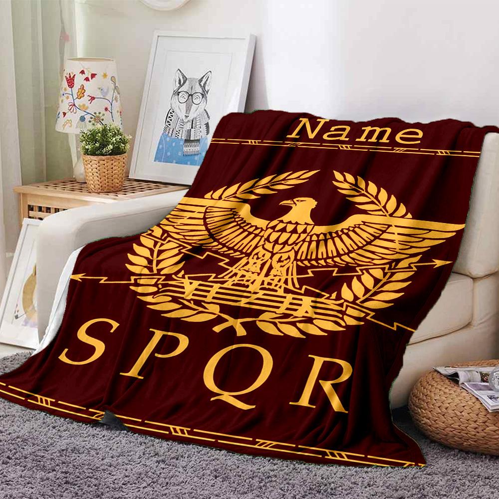 Customiz Name Personality SPQR logo Blanket Soft &Warm Sofa Office Bed Travel Lunch Break Blanket, Gift Suitable All Seasons
