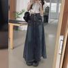 Plus Size High Waist A-Line Denim Skirt - Retro Long Skirt for Women, 2025 Spring/Summer Collection