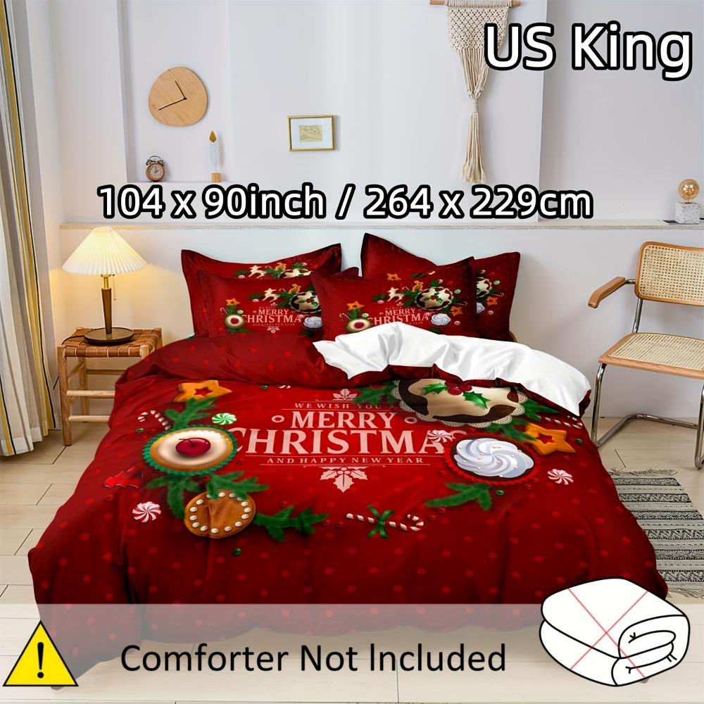 3pcs Marry Christmas Bedding Set Deer 3D Print Cozy Duvet Cover King Queen Single Size for Home New  Christmas Bedroom Decor