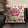 Cute Cartoon Flowers Fashion Art Cushion Cover Natural Linen Organic Fabric DoubleSided Printing Sofa Home Decor Pillow Case