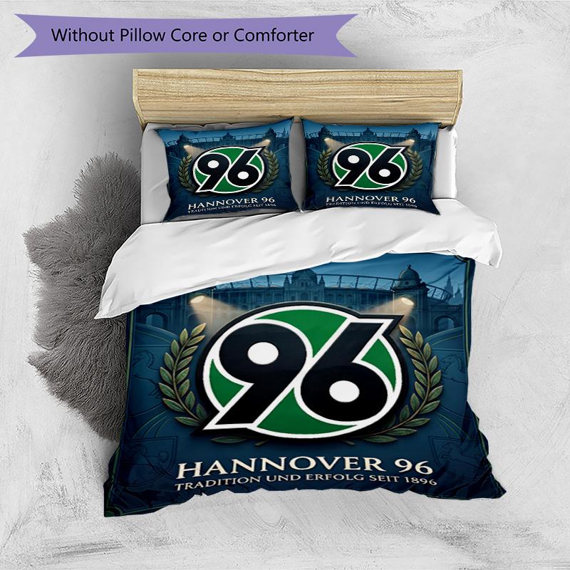 3pcs Duvet Cover Set (1*Duvet Cover + 2*Pillowcase, Without Core), Hannover 96 Football Print Bedding Set, Bedroom Decor, All‑Season, Birthday Gift
