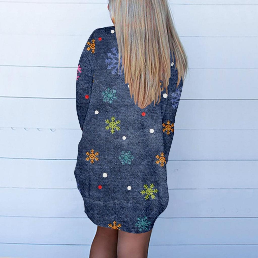 Женская модная повседневная куртка-кардиган с рождественским принтом средней длины, пальто