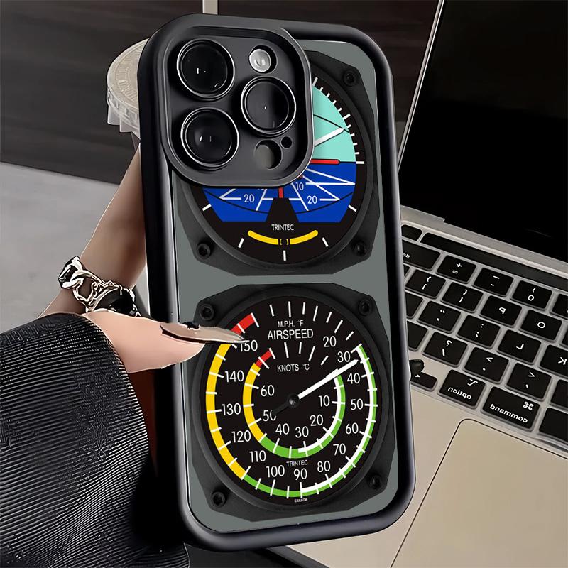Aircraft Instrument Cockpit Radar Phone Case for iPhone 16 17 Air 16E 15 Pro Max 14 Plus 13 12 Mini Capa Soft Shell Silicone Fun
