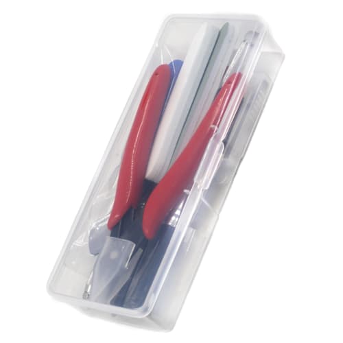 14-Piece Plastic Model Tool Set for Beginners, Includes Thin-Blade Nippers, File, Tweezers, and Design Cutter with Storage Box. Perfect for Plastic Mo