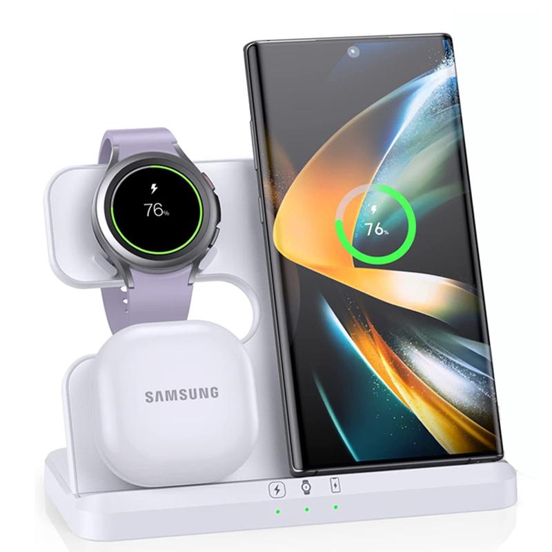 Беспроводное зарядное устройство 15 Вт 3 в 1, док-станция для быстрой зарядки для Samsung Z Fold 4 3 S21 Galaxy Watch 5 5 Pro 4 3 Active 2 Buds