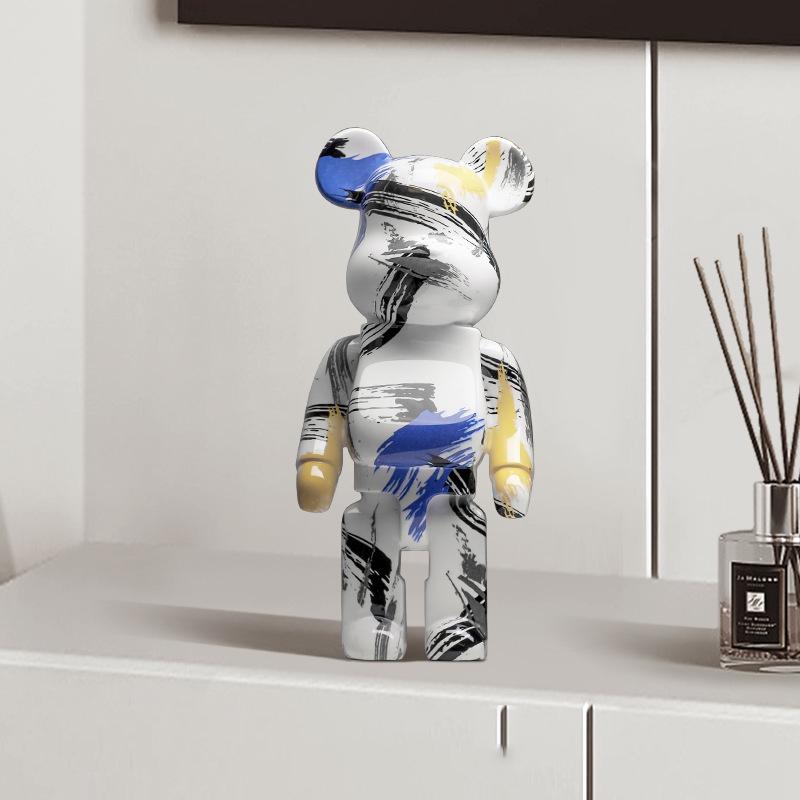 2025 New Graffiti Bear 27cm Figurine Home Decoration Animal Statue Storage Money Jar Modern Room Sculpture Table Decor