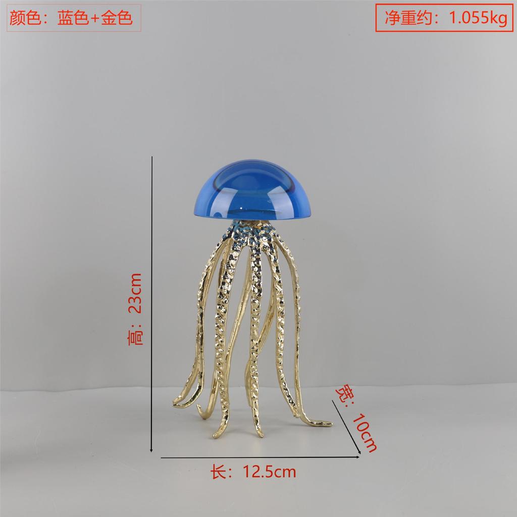Modern Minimalist Crystal Jellyfish Ornaments Metal Ocean Art Living Room Bedroom Hotel Home Accessories Table Decoration
