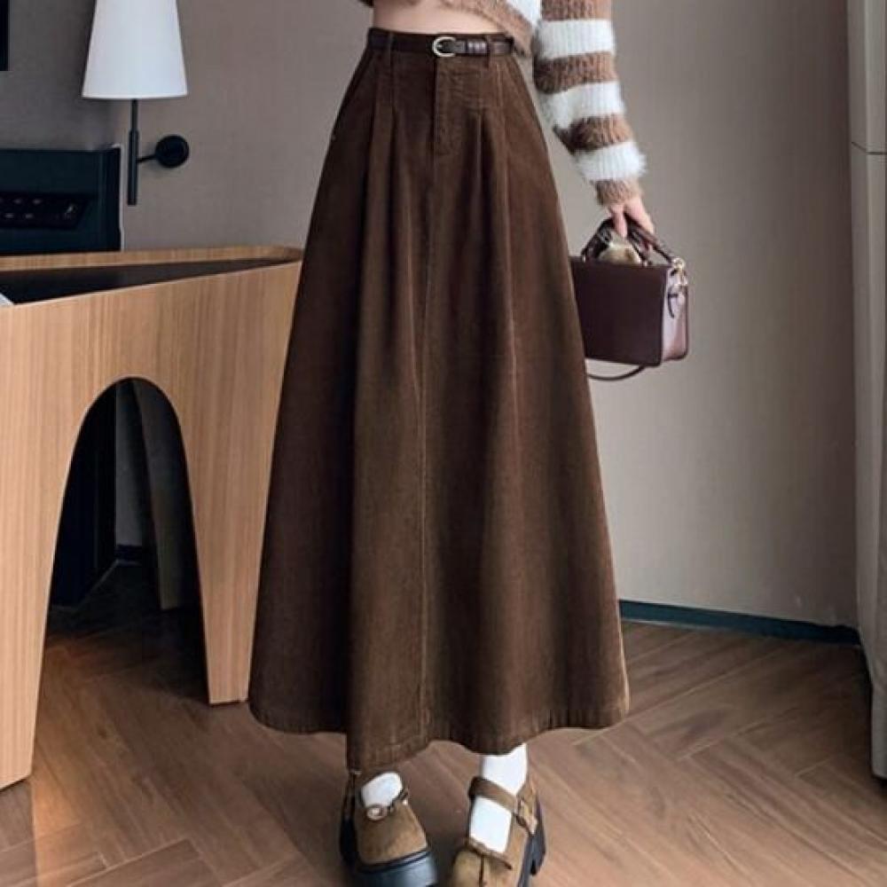 Navava Womens Vintage Corduroy Long Skirt Ns404
