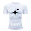 Men's 4-Pointed Star Pattern Compression Fitness T-shirt, Qu