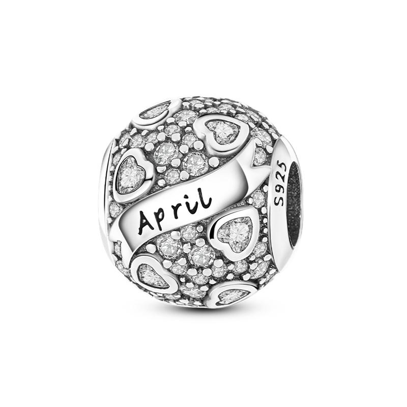 925 Silver Colorful Round CZ Zircon Charm Beads for Bracelet Pendant Jewelry Gift