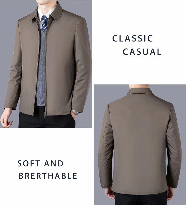 2025 Men's Executive Mid-Aged & Elderly Cotton Jacket - Warm, Thickened, Casual Spring/Autumn Wear