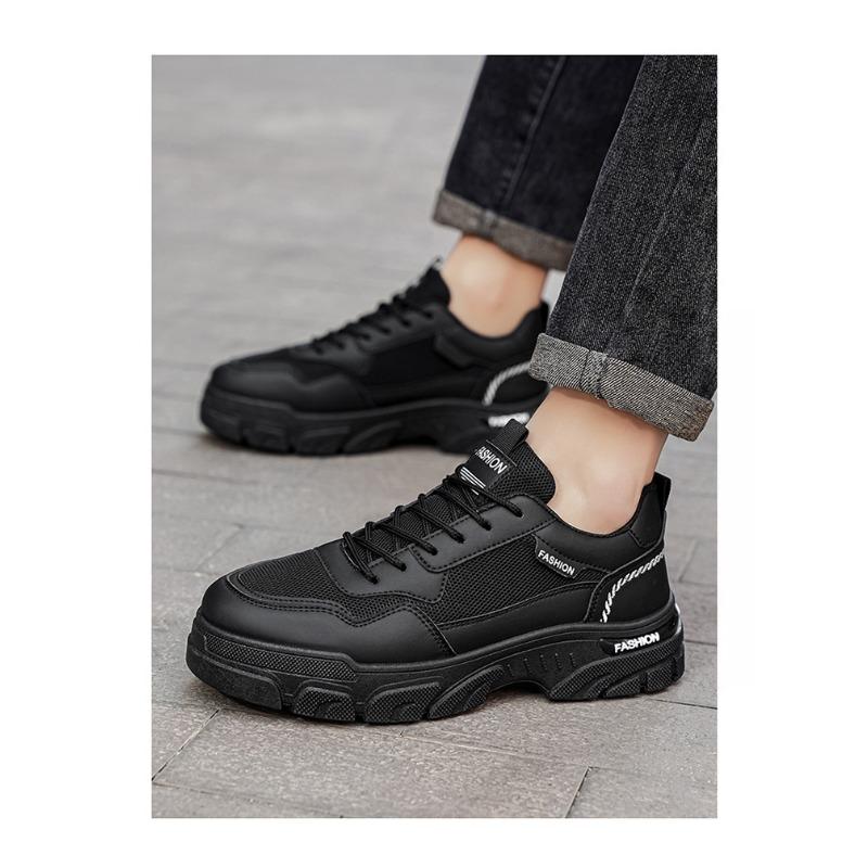 Men S Trendy Casual Mesh Thick Sole White Youth Sneakers