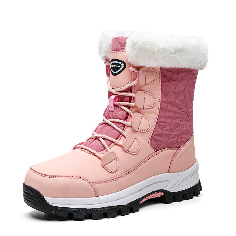 Fashion Women's High-top Outdoor Snow Boots Winter Warm Non-slip Sole Mid-calf Boots Plus Velvet Thickening Large Size Women's Shoes