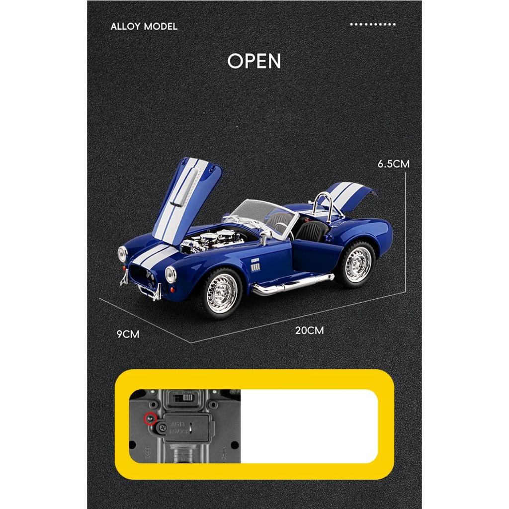 1/22 Ford 1965 Shelby Cobra 427 S/C Сплав Родстер Спортивный Автомобиль Модель Литьевой Металл Классический Автомобиль Модель Транспортного Средства Звук Свет Детская Игрушка Подарок