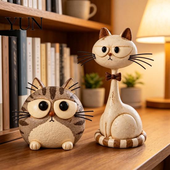Decorative Figurines for Living Room Resin Farmhouse Cat Figurine, Creative Country Style Animal Statue, Rustic Unique Gifts Home Decoration