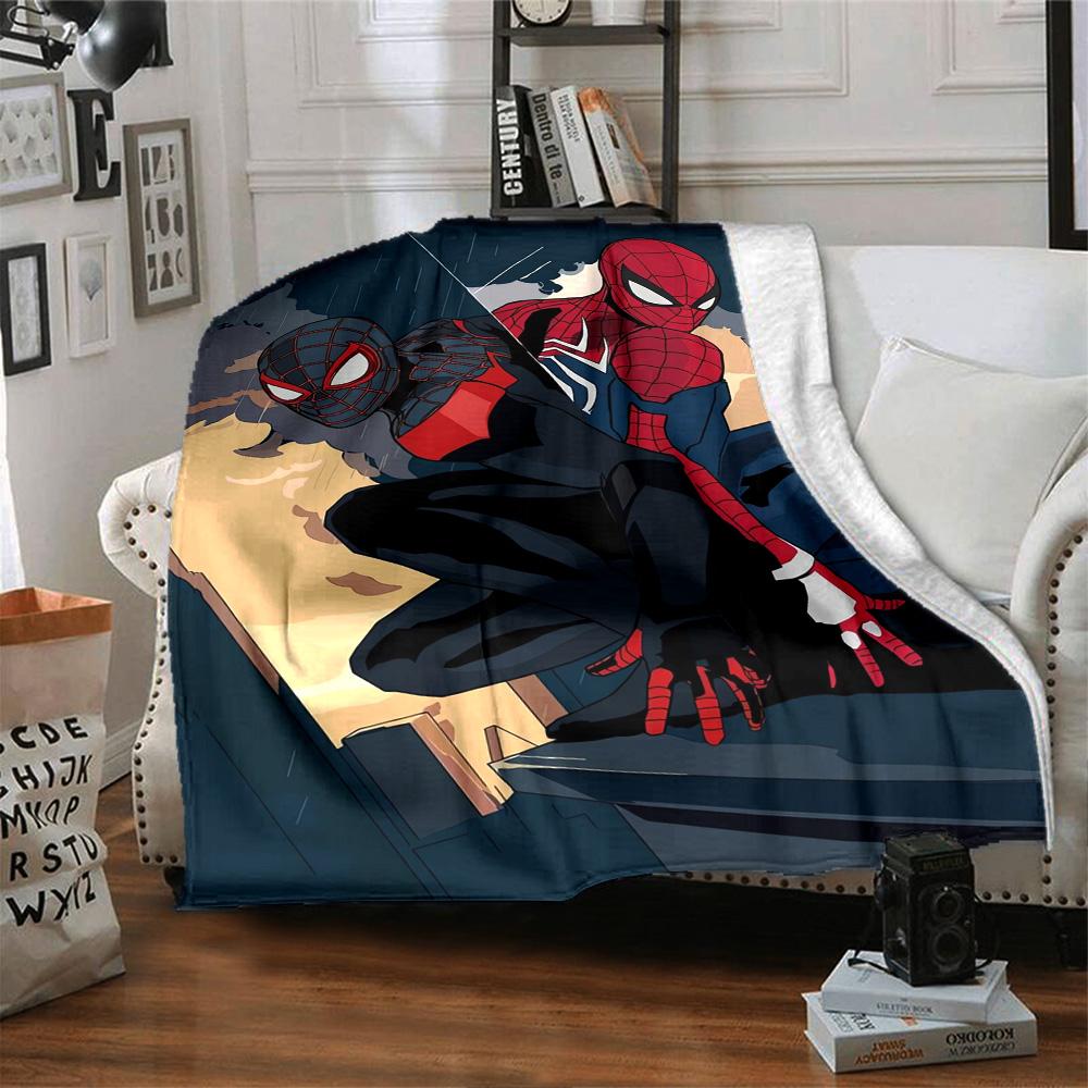 Spiderman Spiderverse Flannel Blanket Super Soft Warm Cozy Blanket For Sofa Bed Office Travel Allseason Home Decor Gift