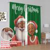 2pcs,2D plane printing Curtains Black Santa Claus & Mrs Polyester (without rod) All Seasons for Living Room & Kitchen Decor