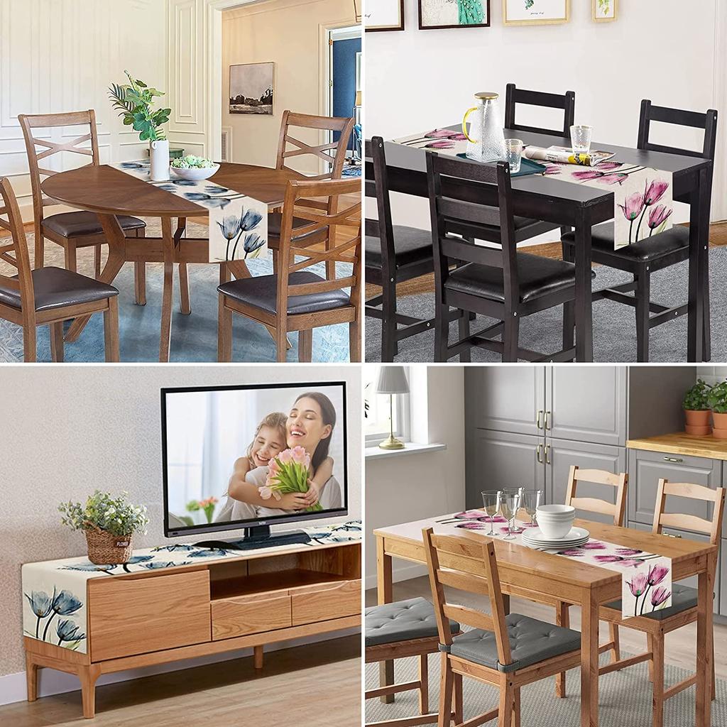 Тюльпановый льняной стол в деревенском стиле фермерский стиль дорожка для стола 13X70 дюймов, украшение для обеденного стола на кухне для дома и улицы