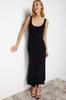 Women's Style Dress Black Straight Strap Skater Flexible Knitted Dress with Waist Opening