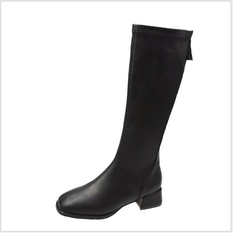 Популярные Comemore, большие размеры 43, рыцарские сапоги до колена на толстом низком каблуке, женская элегантная обувь, плюшевые белые сапоги на осень-зиму 2024, новые кожаные длинные сапоги