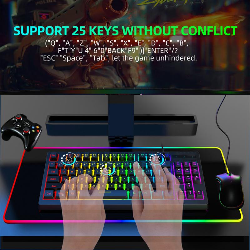Wire Control Gaming Keyboard Y200 RGB Colorful Backlight 87-key Usb Keyboard For Laptop Desktop Pc